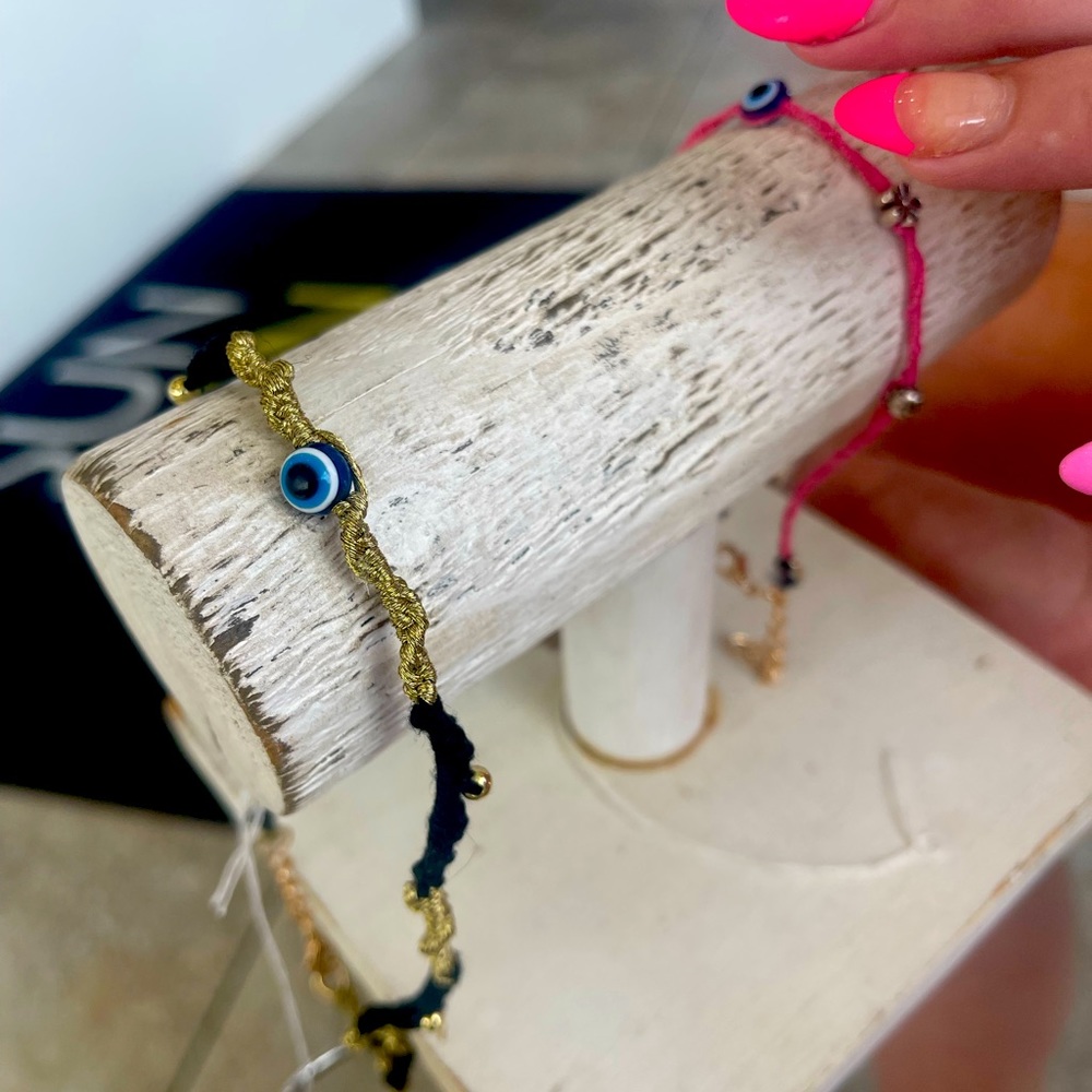 Hand made ankle bracelets.